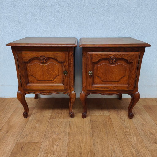 Ensemble de tables de chevet vintage en bois, tables d'appoint de style Queen Anne