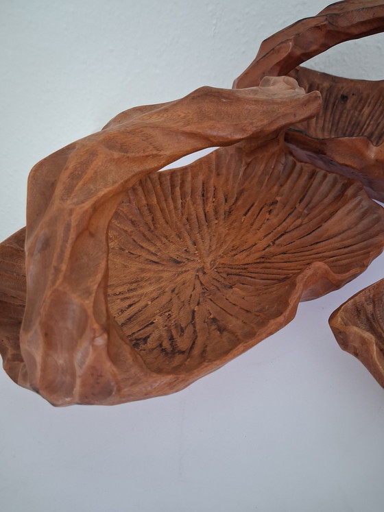 Image 1 of 3 ciotole in teak stile brutalista di metà secolo