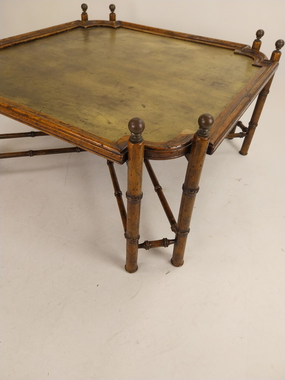 Image 1 of 1 x tavolino in bambù finto italiano 1970s piano in rame