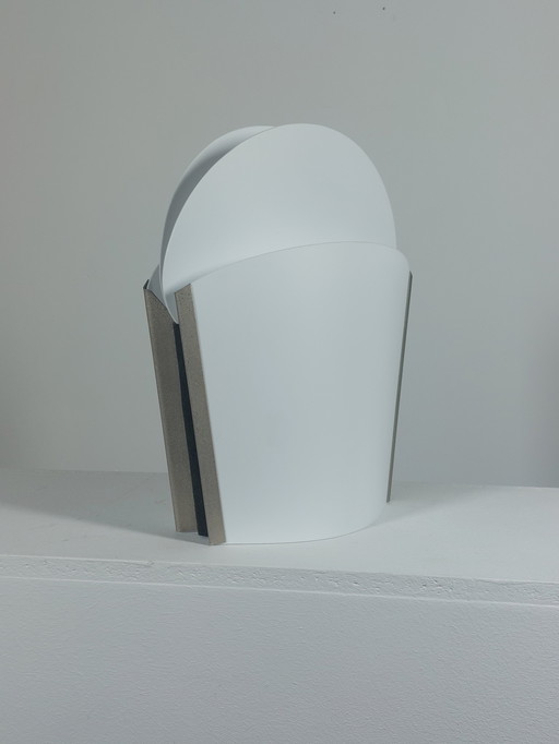 Vintage table lamp Samuel Parker Slamp Italy Aun Ra Opalflex leather metal