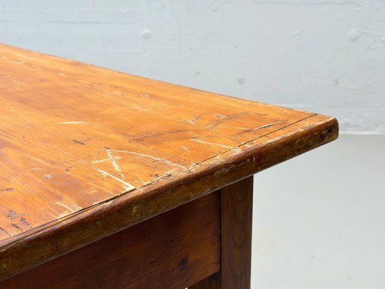 Image 1 of Farmhouse wooden table made of solid softwood, 1960s