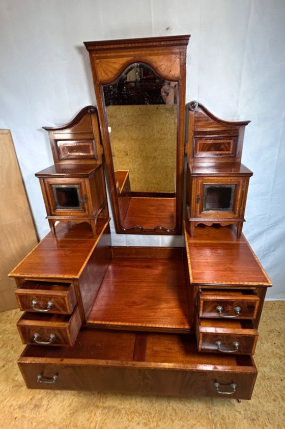 Image 1 of Consola / Tocador de época eduardiana con incrustaciones - 1900-1910 Un impresionante ejemplo de la artesanía eduardiana