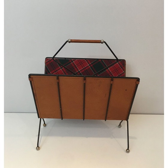 Image 1 of Vintage magazine rack in black lacquered metal, France 1950