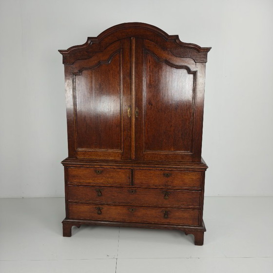 Image 1 of Dutch 18th Century Oak Cabinet – “Diaper Cabinet”