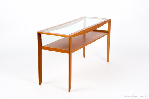 Catalan cherry wood glass table