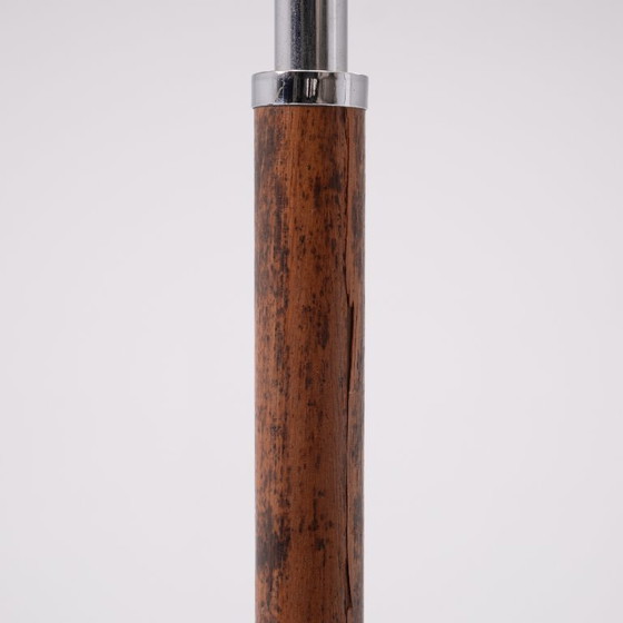 Image 1 of 1x Scandinavische Chroom Met Teak Vloerlamp 1960s