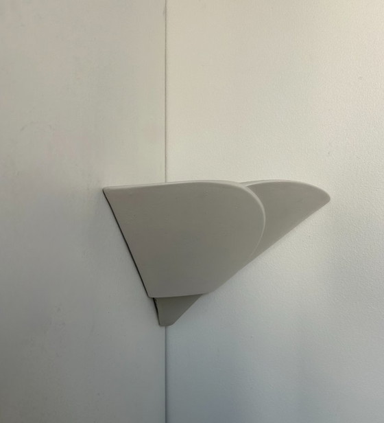 Image 1 of Vintage hoeklamp, gips en gezandstraald glas, Frankrijk 1970