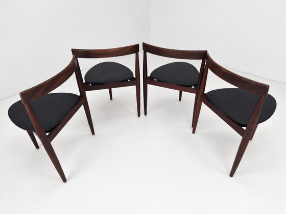 Roundette Teak Dining Chairs By Hans Olsen For Frem Rojle, 1960s Set Of 4 – Leather, Wood (photo 5 of 16)