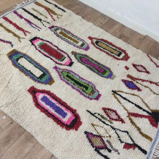 Image 1 of Tapis Azilal en laine colorée – Laine naturelle tissée à la main (266×188 cm)