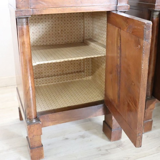 Pair of antique nightstands in solid walnut, Italy early 19th century, Wood, Brown, Classicisme (photo 8 of 15)