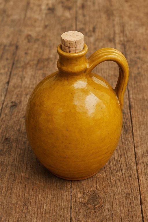 Glazed earthenware jar or jug with handle