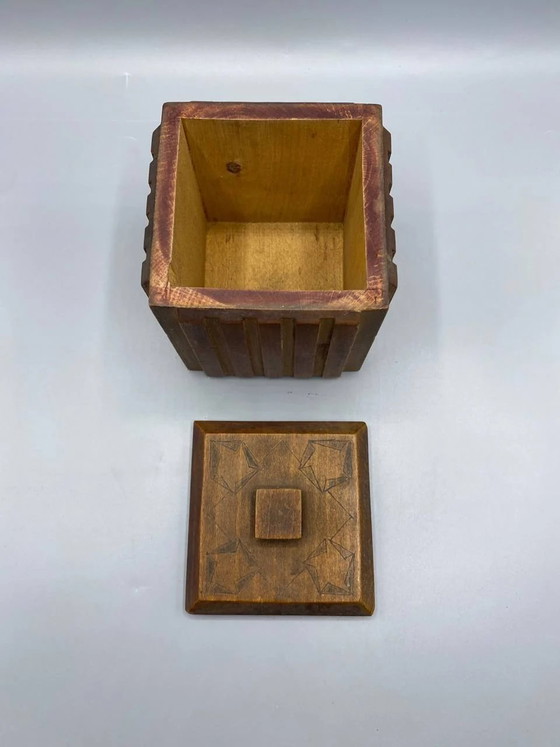 Vintage, uitgesneden houten kubusdoos – handgemaakt decoratief object uit de jaren 70 – Decoratieve objecten (photo 2 of 5)