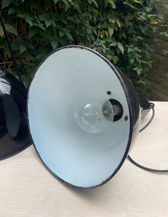 Industrial Bauhaus Black Enamel Pendant Lamp, 1930s – Other (photo 4 of 5)