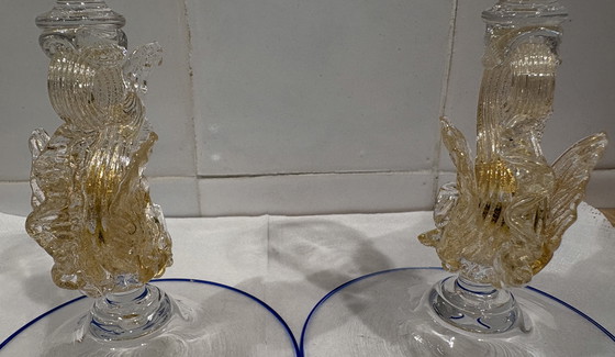 Image 1 of 2 Vintage Italian Murano candlesticks