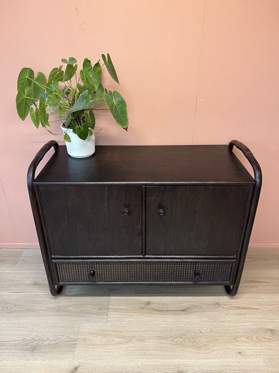 Image 1 of Buffet/armoire vintage en bambou et rotin – style bohème
