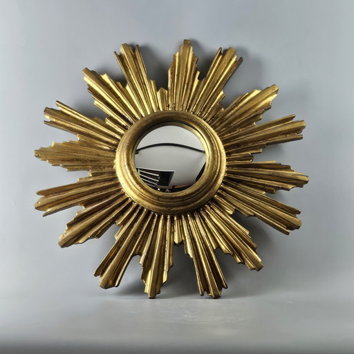 Miroir rond vintage doré "Sun Mirror". Miroir en résine. Miroir sphérique. Brûlures de soleil.