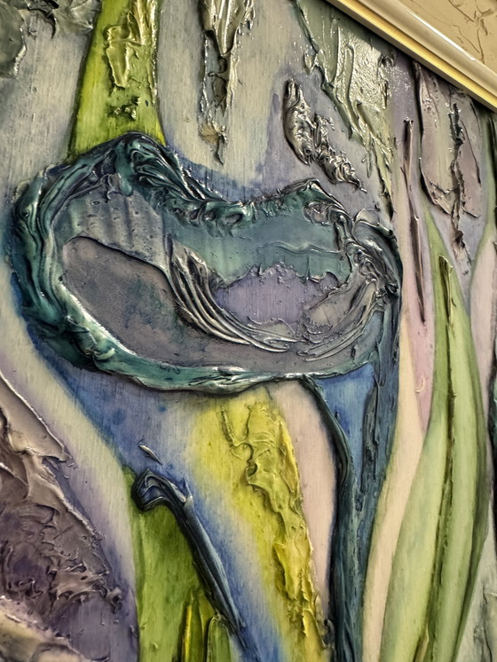 Image 1 of Painting of the blue arum lily by Joëlle Lallagüe, 1993