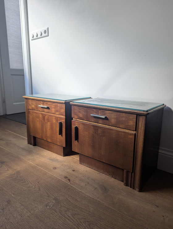 Image 1 of Art Deco nachtkastjes 2x vintage nachtkastje