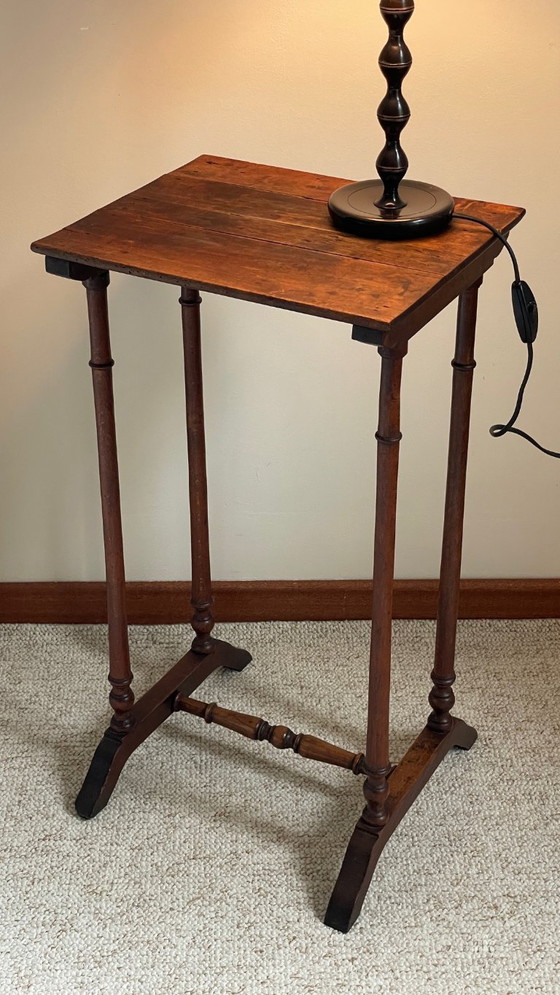 Image 1 of Antique Turned Wood Bedside Table