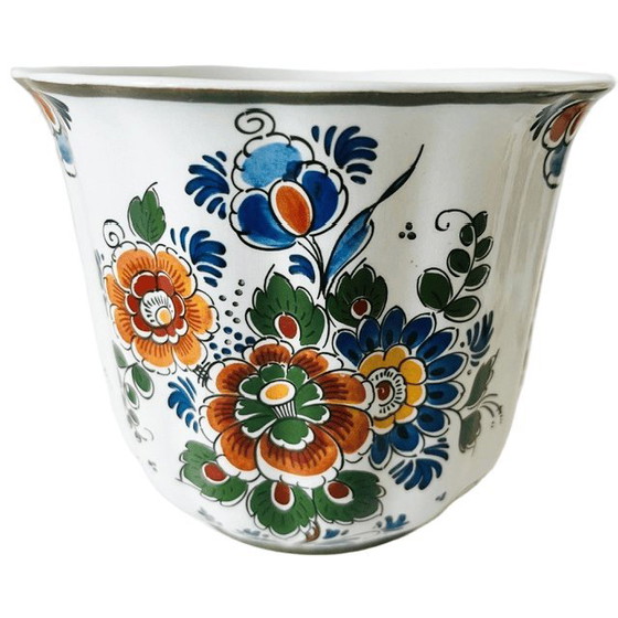 Vintage set of Delft Polychrome Dutch Handmade flower pots with floral motif, 1960s – Delft Polychroom Holland (photo 4 of 6)