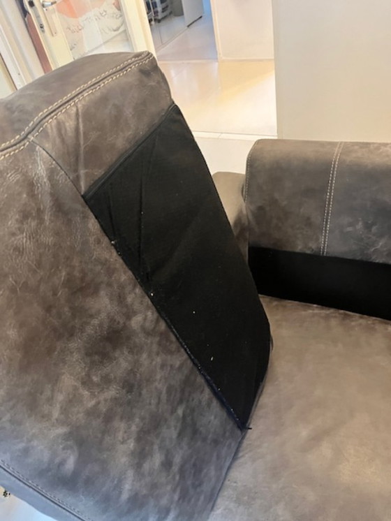 Image 1 of Sillón Loveseat Sillón Sofá Cuero Gris Materias Primas