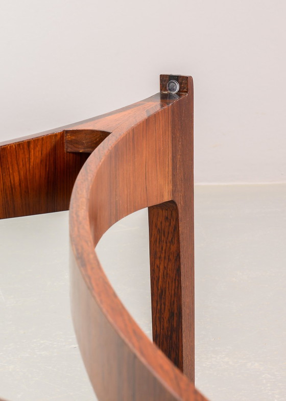 Image 1 of Table basse ronde en palissandre avec plateau en verre de Sven Ellekaer, modèle n°104 pour Christian Linneberg. Danemark, 1962