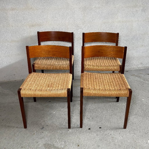 4x Esszimmerstühle „Pia“ — Poul Cadovius, 1960er Jahre