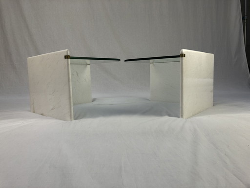 Italiaanse bijzettafel Set, marmer en glas
