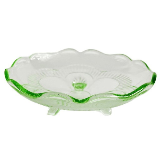 Piatto per bonbon vintage in vetro verde Annagreen, anni '30 – schalen, Glass