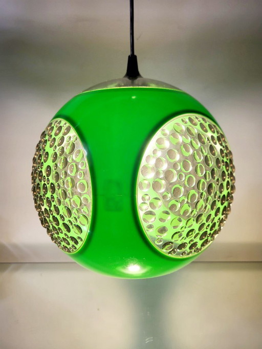 Space Age pendant lamp, Bug Eye, Massive, green, Belgium, 1970s