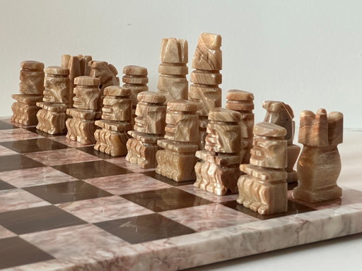 Complete vintage marble chess set