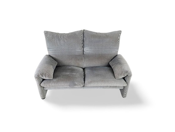 Image 1 of Cassina Maralunga 2-zitsbank Vico Magistretti corduroy stof bruingrijs