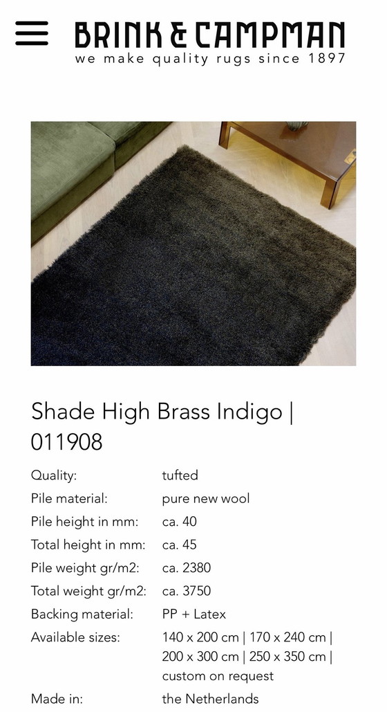 Tappeto Brink en Campman Shade high Brass Indigo NUOVO – Brink & Campman, Tappeti, Lana (photo 3 of 7)