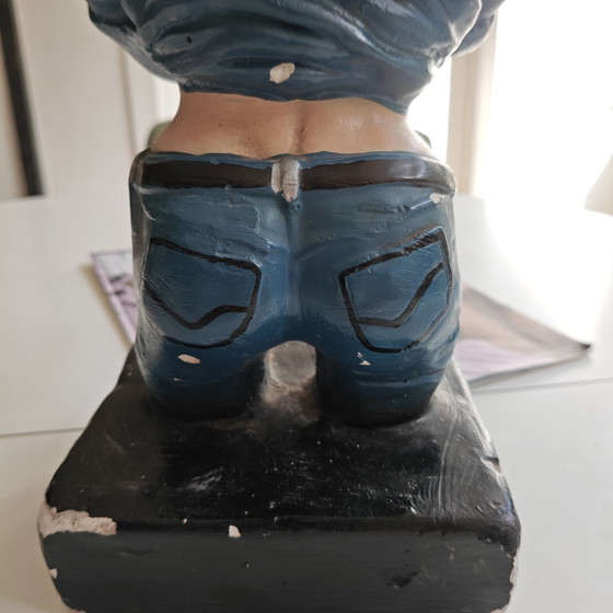 Image 1 of Vintage Rockabilly Pin-Up Bust Sculpture – Heavy Hand Painted Figure 33cm