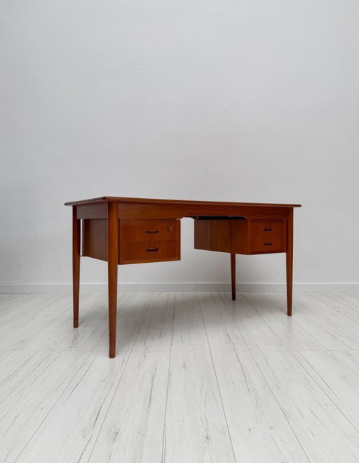 Vintage Danish Teak Writing Desk, Mid-Century Modern Scandinavian Desk, 1960s