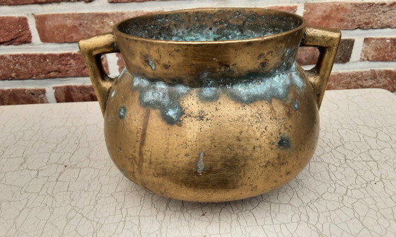 Image 1 of Antieken bronzen kookpot , +/- 1830 , heel goed.