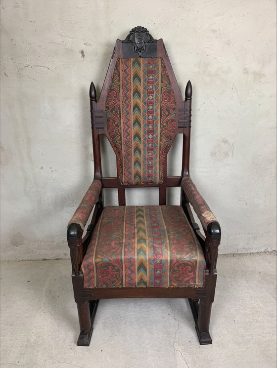 Image 1 of Attributed to Jac. Van Den Bosch, an Amsterdam School armchair with foot warmer