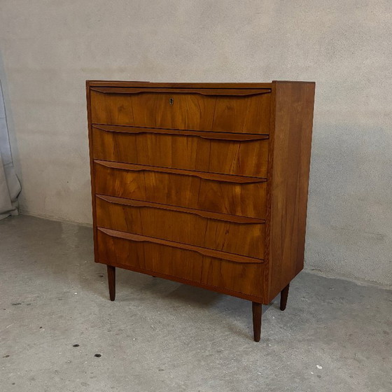 Cassettiera in legno Mid Century Modern, Cassettiere, Marrone (foto 8 di 8)
