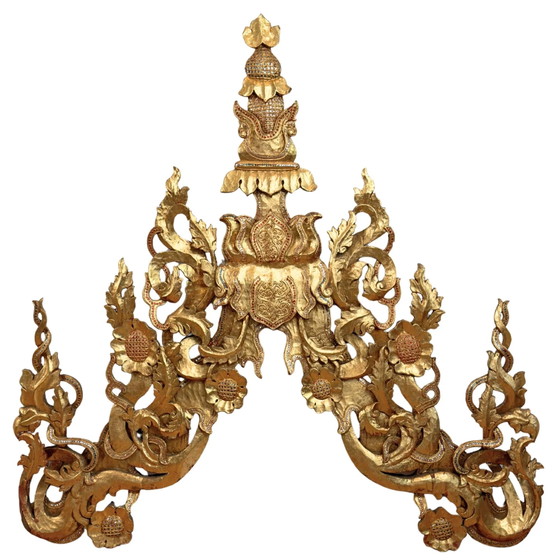 Conjunto monumental de fachada de templo birmano (5 piezas, aprox. 200 cm alto) – Estilo Mandalay (circa (photo 2 of 11)