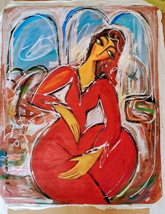 Image 1 of HRASARKOS - Seated Woman - Artist's Canvas