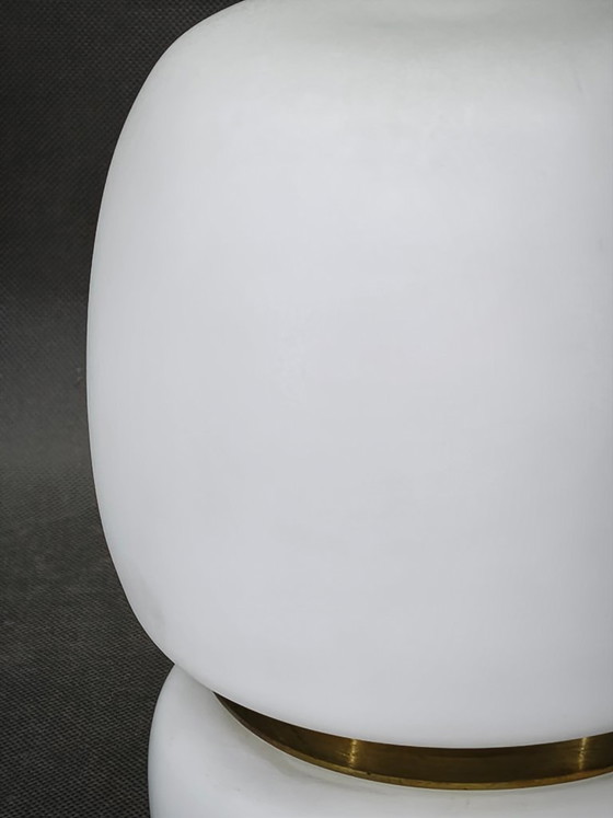 Image 1 of Czech Opaline Glass and Brass Table Lamp, 1970s