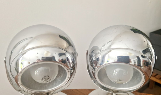 Image 1 of Pair of Space Age Style Chrome Lamps 1960