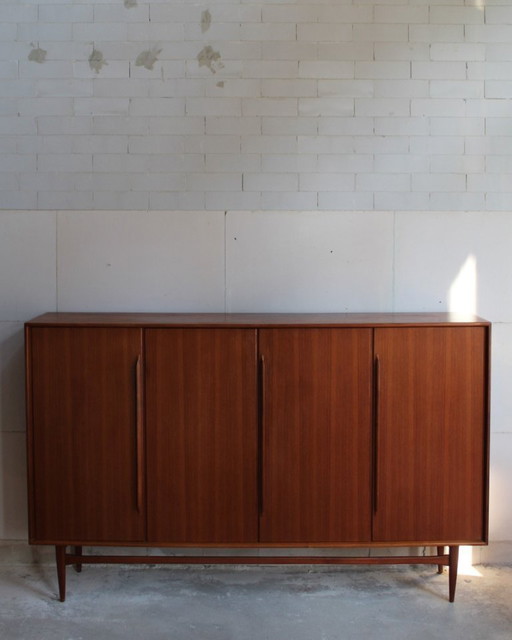 XXL teak highboard, German design classic by Heinrich Rietsenpatt