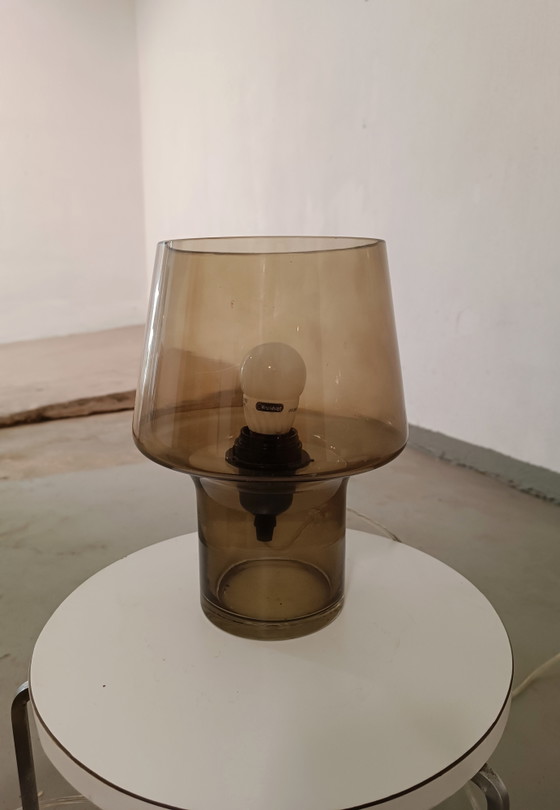Image 1 of 2 x brown glass mushroom table lamps 