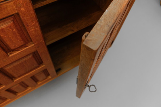 Image 1 of Large Screwless Sideboard in Carved Oak, Spain, 1960s