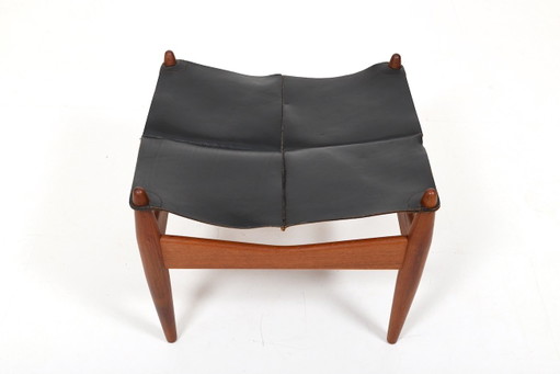 Ottomane aus Teak und Leder von Illum Wikkelsø, Dänemark, 1960er Jahre