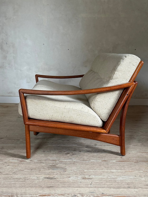 Divanetto scandinavo per tartine a 2 posti in teak Kirsten & Sven E. Jensen – Glostrup, Divani 2 posti, Wool (photo 3 of 11)