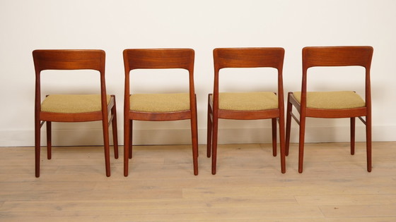 Image 1 of 4 x sedia da pranzo | Henning Kjaernulf | Teak | Rivestita