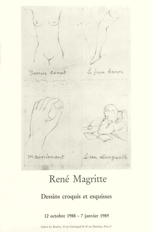 René Magritte Expo 88 - Poster met tekeningen, schetsen en studies 1988