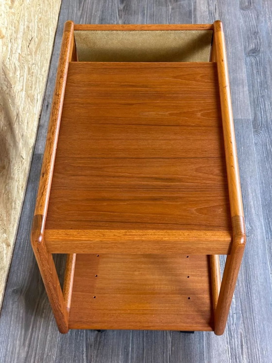 Image 1 of 60s 70s teak table side table newspaper stand Danish Design